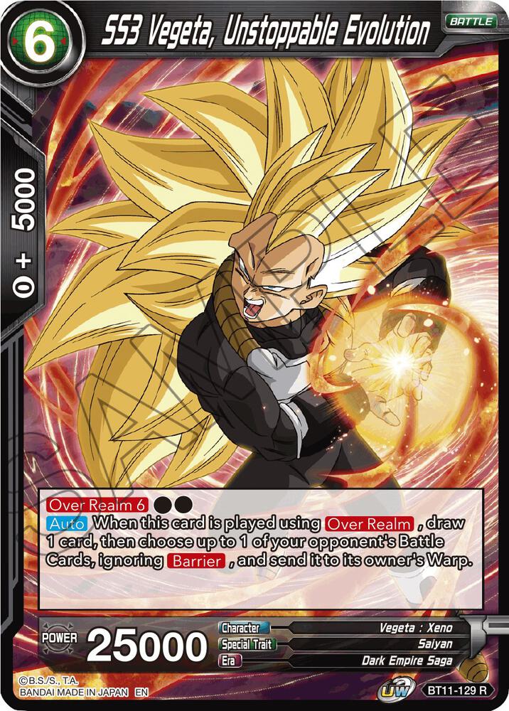 SS3 Vegeta Unstoppable Evolution BT11-129 Vermilion Bloodline Dragonball Super card