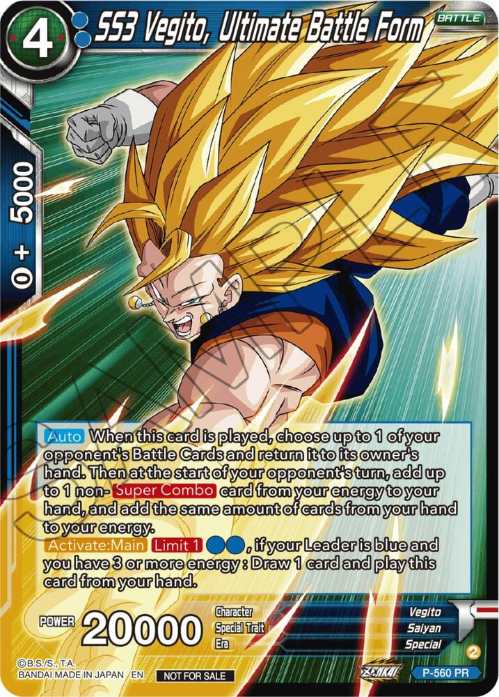 SS3 Vegito Ultimate Battle Form Zenkai Series Tournament Pack Vol6 P-560 Tournament Promotion Cards Dragonball Super card