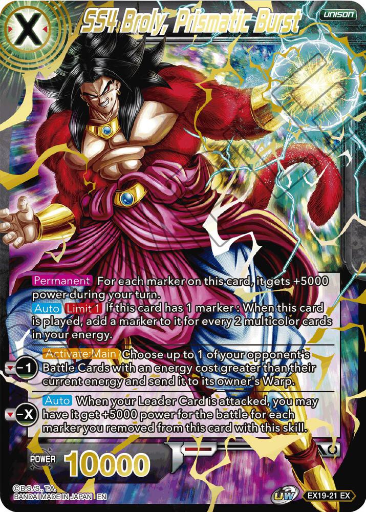 SS4 Broly Prismatic Burst Foil EX19-21 Special Anniversary Set 2021 Dragonball Super card