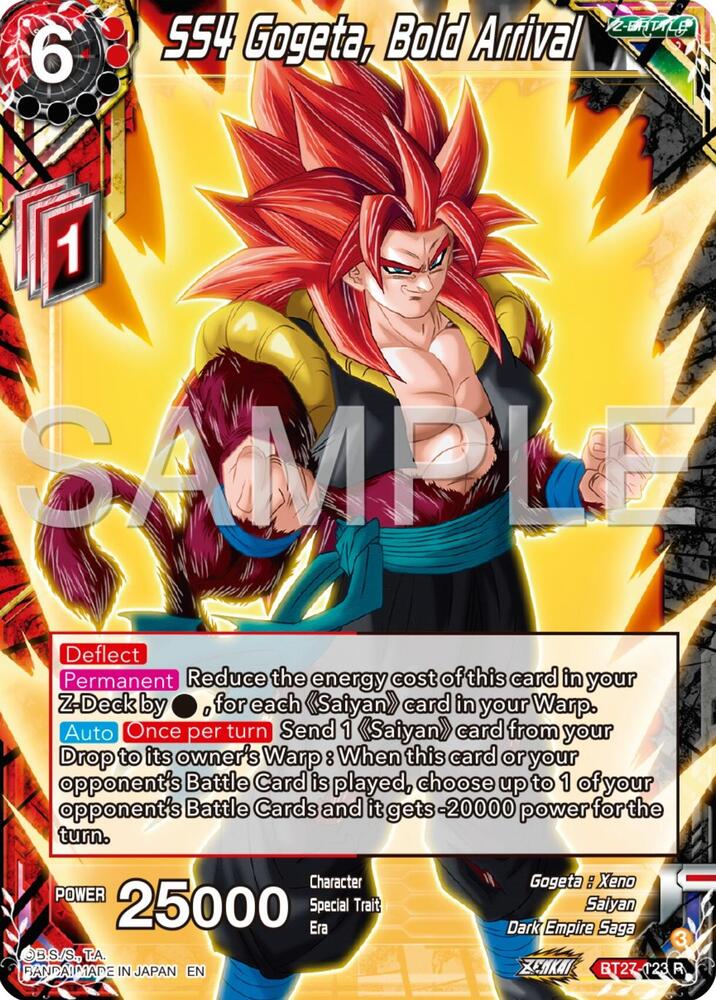 SS4 Gogeta Bold Arrival Foil BT27-123 History of Z Dragonball Super card
