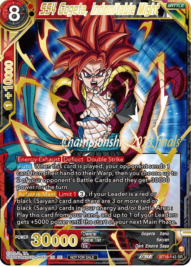 SS4 Gogeta Indomitable Might 2023 Championship Finals Celebration Pack Deluxe Set BT18-143 Tournament Promotion Cards Dragonball Super card