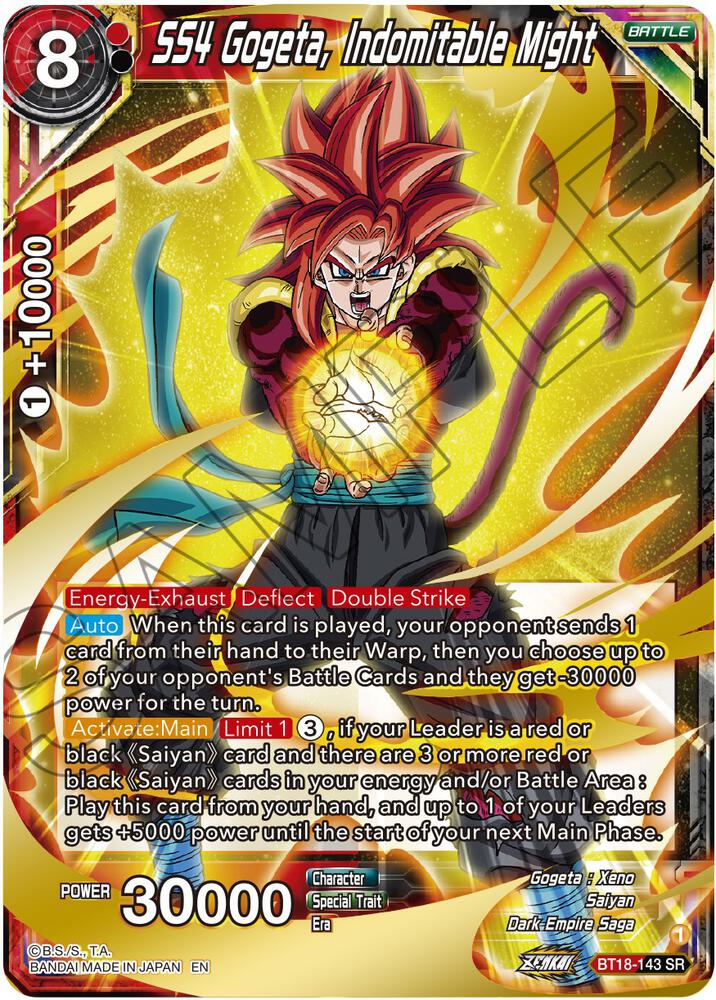 SS4 Gogeta Indomitable Might BT18-143 Dawn of the Z-Legends Dragonball Super card