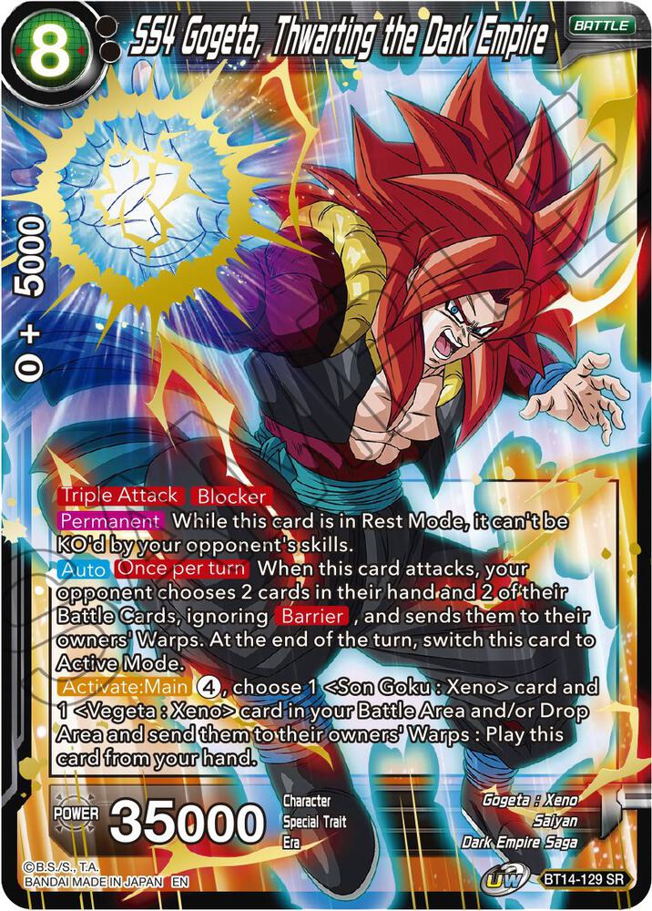 SS4 Gogeta Thwarting the Dark Empire BT14-129 Cross Spirits Dragonball Super card