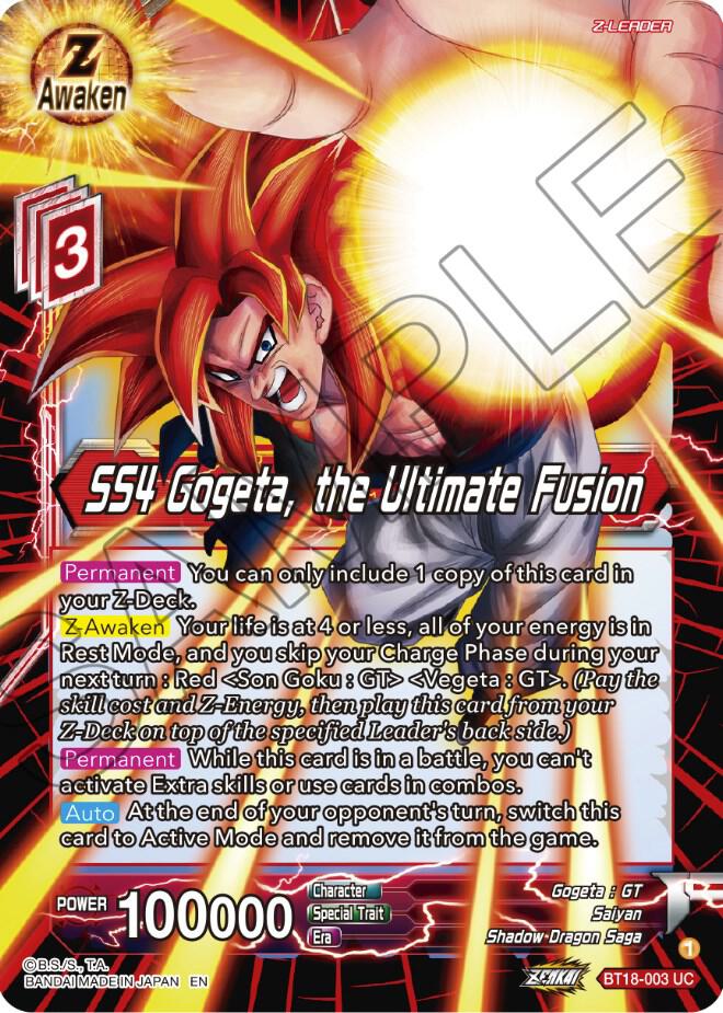 SS4 Gogeta the Ultimate Fusion Foil BT18-003 Dawn of the Z-Legends Dragonball Super card