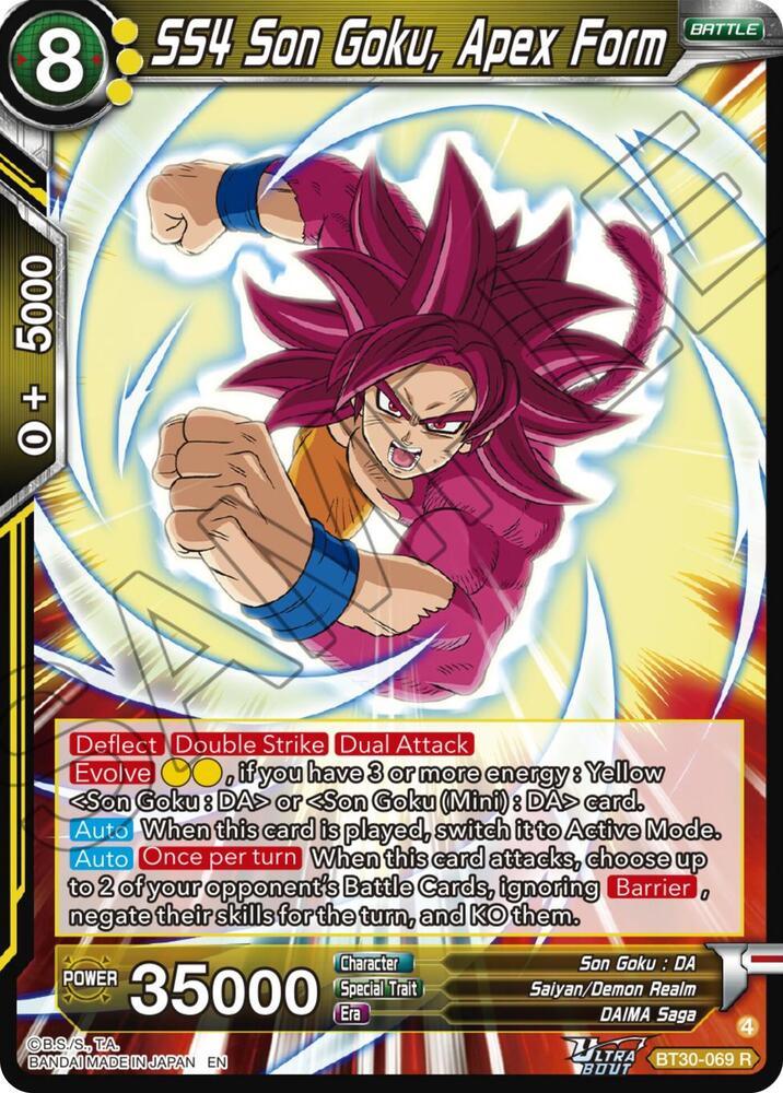 SS4 Son Goku Apex Form BT30-069 Three Glorious Fighters Dragonball Super card