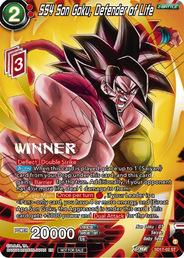 SS4 Son Goku Defender of Life ZENKAI Celebration Winner Stamped SD17-02 Promotion Cards Dragonball Super card