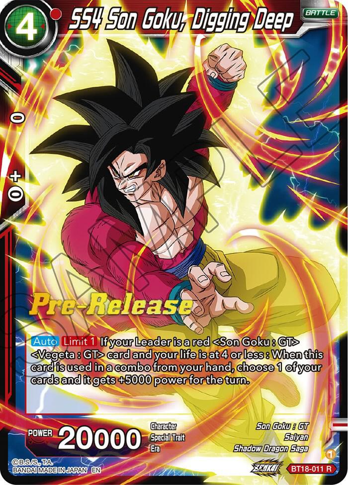 SS4 Son Goku Digging Deep BT18-011 Dawn of the Z-Legends Pre-Release Cards Dragonball Super card