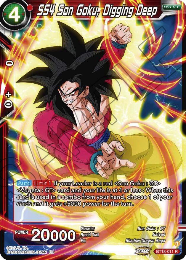 SS4 Son Goku Digging Deep BT18-011 Dawn of the Z-Legends Dragonball Super card