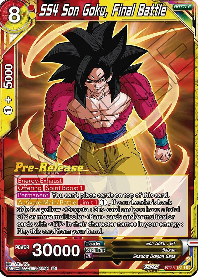 SS4 Son Goku Final Battle BT25-131 Legend of the Dragon Balls Pre-Release Cards Dragonball Super card