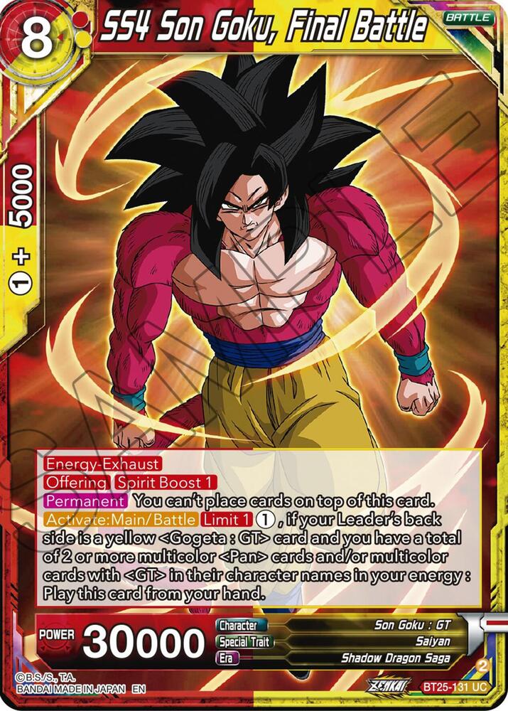 SS4 Son Goku Final Battle BT25-131 Legend of the Dragon Balls Dragonball Super card