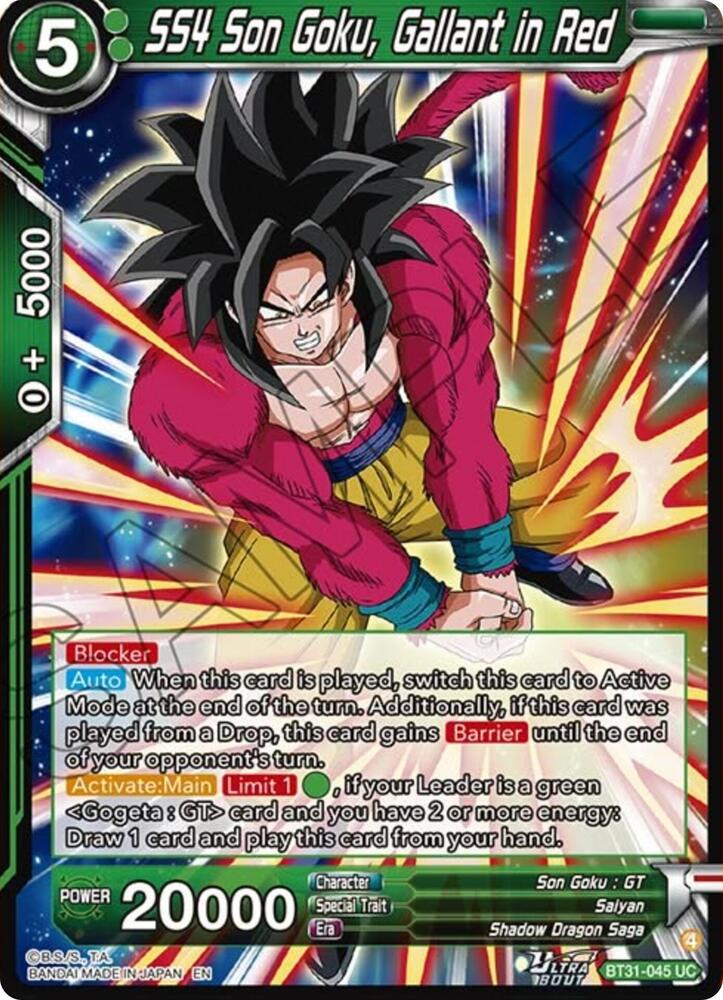 SS4 Son Goku Gallant in Red BT31-045 Impact Beyond Dimensions Dragonball Super card