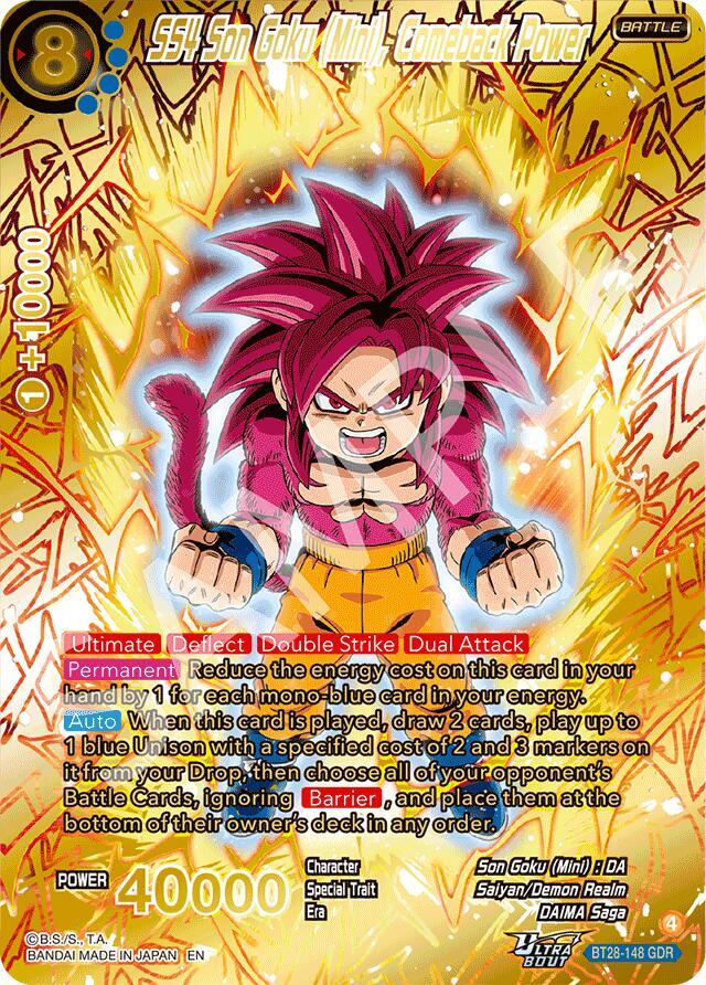 SS4 Son Goku Mini Comeback Power GDR BT28-148 Prismatic Clash Dragonball Super card