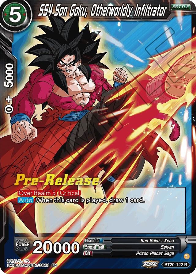 SS4 Son Goku Otherworldly Infiltrator BT20-122 Power Absorbed Pre-Release Cards Dragonball Super card