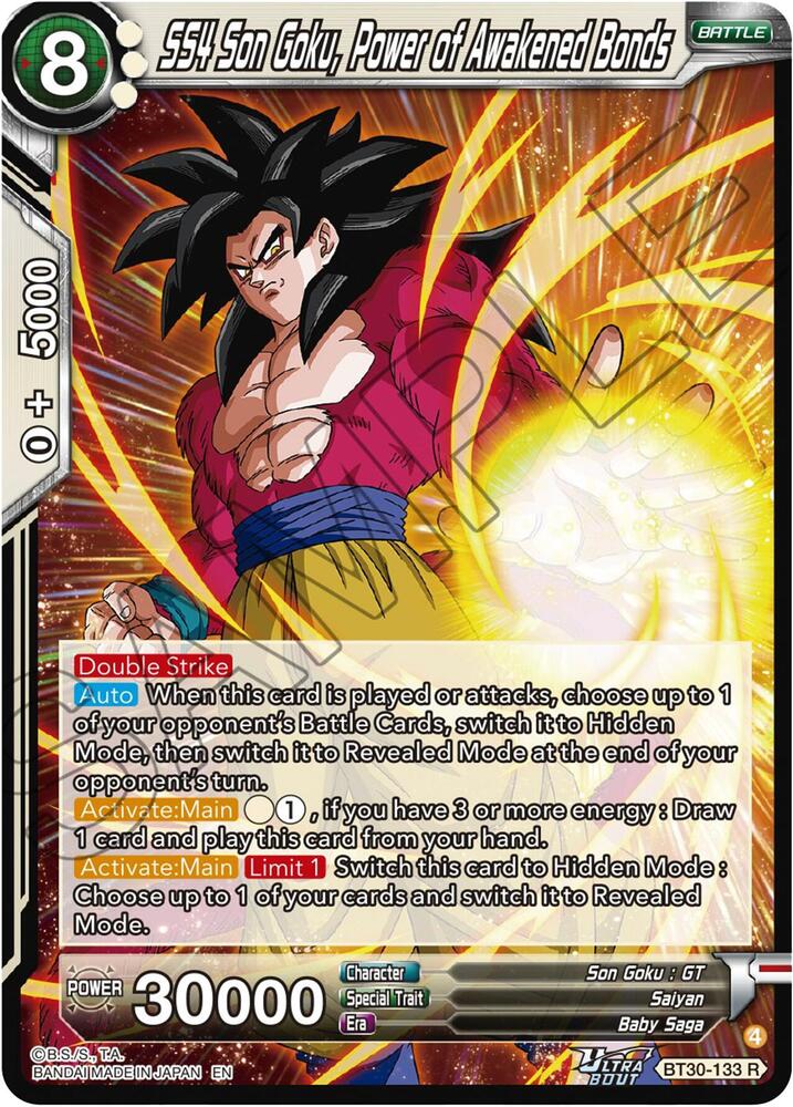 SS4 Son Goku Power of Awakened Bonds BT30-133 Three Glorious Fighters Dragonball Super card