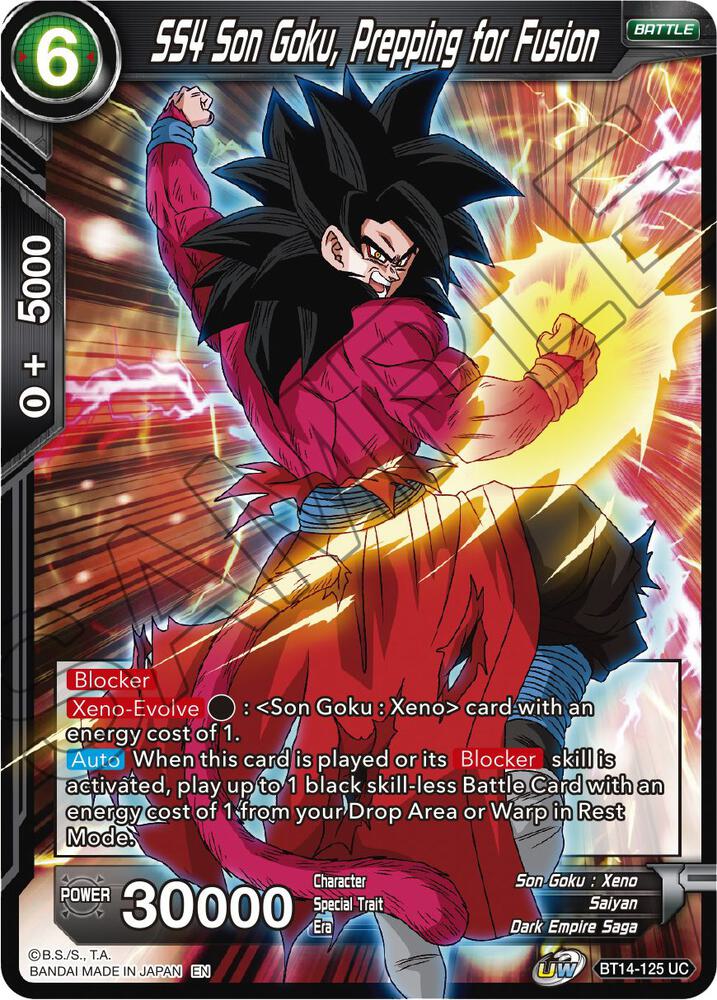SS4 Son Goku Prepping for Fusion BT14-125 Cross Spirits Dragonball Super card