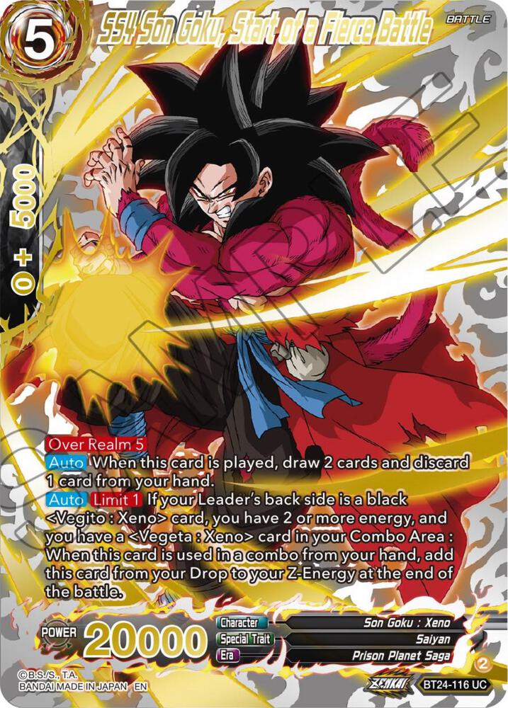 SS4 Son Goku Start of a Fierce Battle Collector Booster Gold BT24-116 Beyond Generations Dragonball Super card