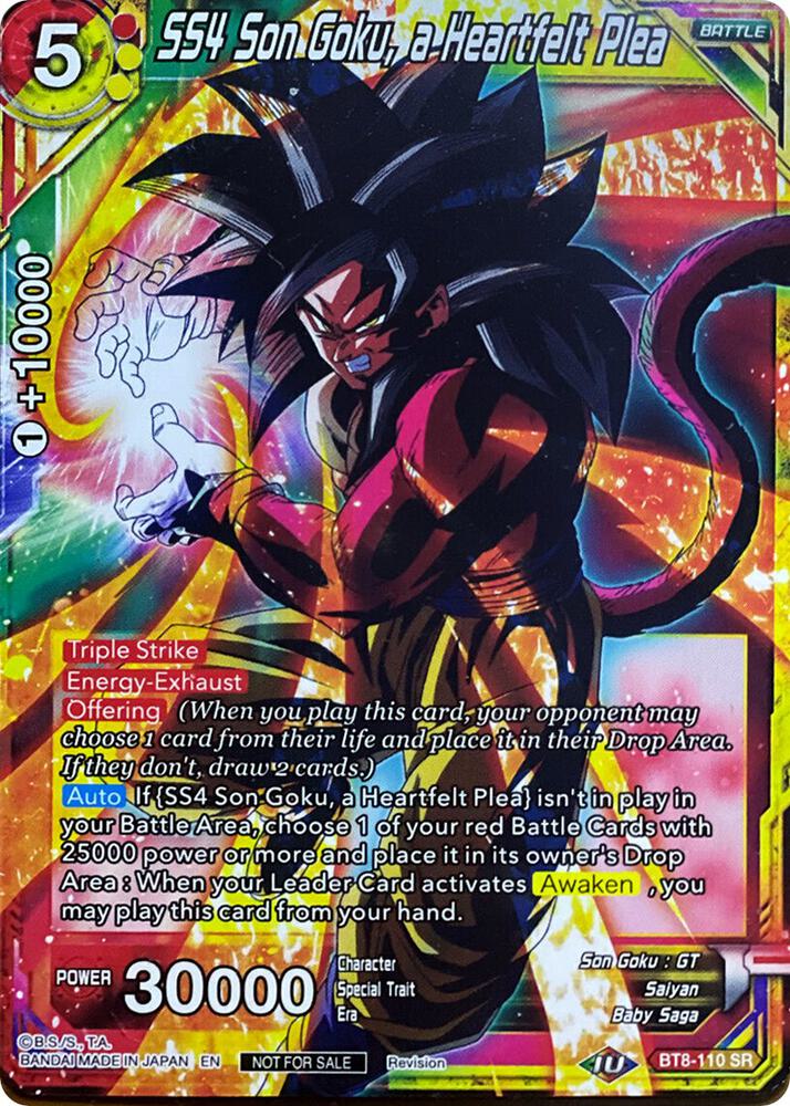 SS4 Son Goku a Heartfelt Plea BT8-110 Revision Pack 2020 Dragonball Super card