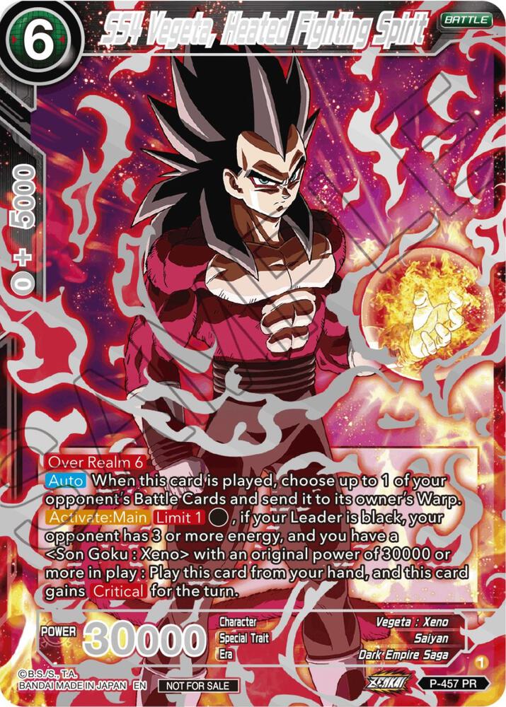 SS4 Vegeta Heated Fighting Spirit Championship 2023 Reward Alternate Art Card Set Holo P-457 Tournament Promotion Cards Dragonball Super card