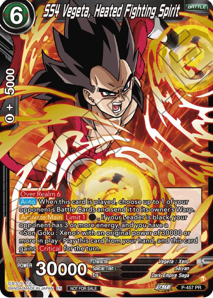 SS4 Vegeta Heated Fighting Spirit Championship Selection Pack 2023 Vol1 Gold Stamped P-457 Tournament Promotion Cards Dragonball Super card