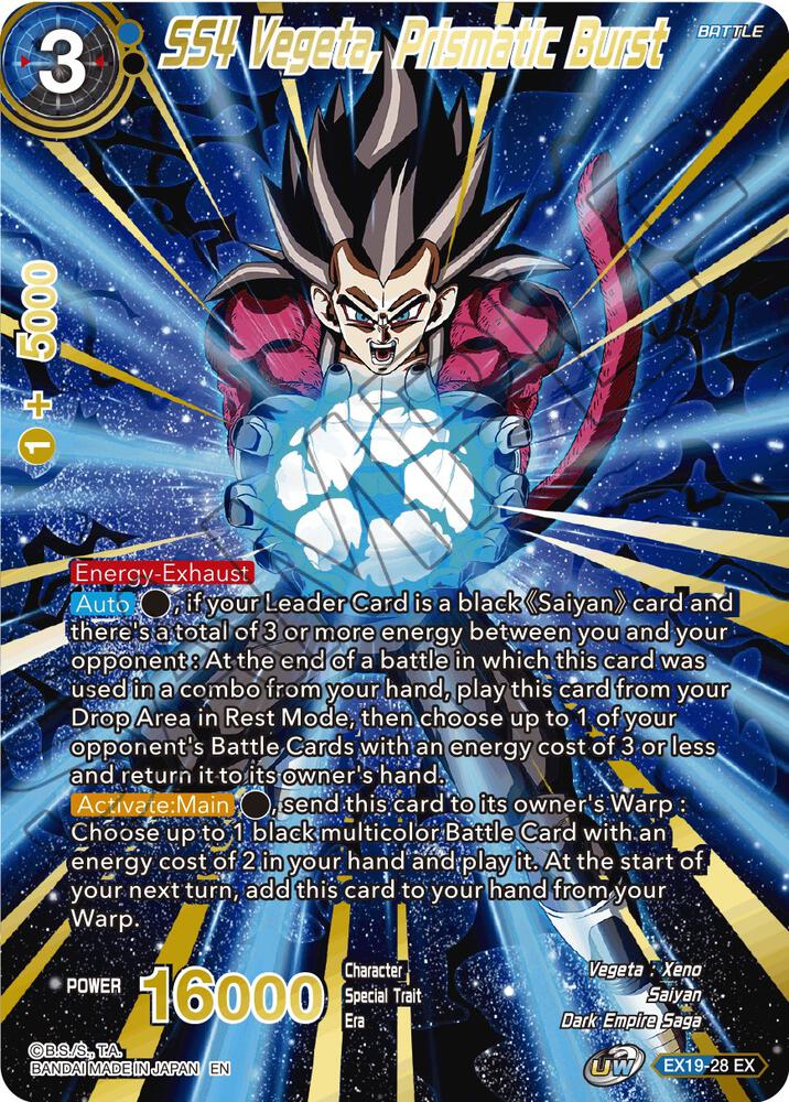 SS4 Vegeta Prismatic Burst Foil EX19-28 Special Anniversary Set 2021 Dragonball Super card