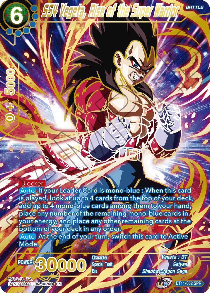 SS4 Vegeta Rise of the Super Warrior SPR BT11-052 Vermilion Bloodline Dragonball Super card