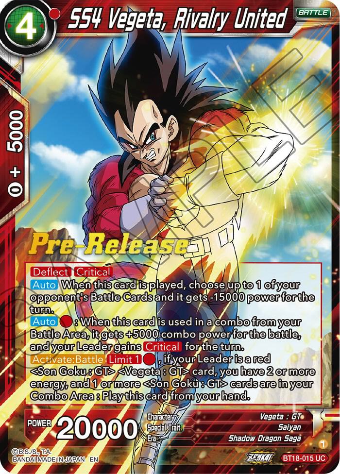SS4 Vegeta Rivalry United BT18-015 Dawn of the Z-Legends Pre-Release Cards Dragonball Super card