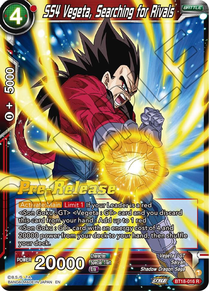 SS4 Vegeta Searching for Rivals BT18-016 Dawn of the Z-Legends Pre-Release Cards Dragonball Super card