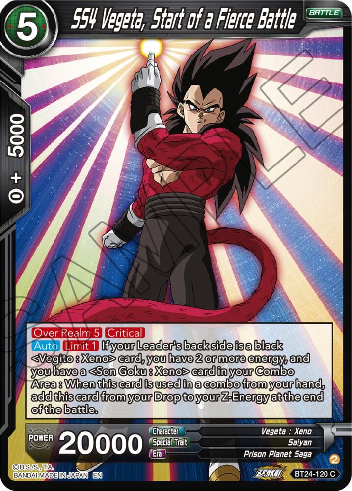 SS4 Vegeta Start of a Fierce Battle Foil BT24-120 Beyond Generations Dragonball Super card