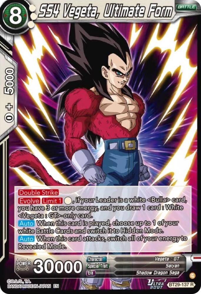 SS4 Vegeta Ultimate Form BT29-137 Fearsome Rivals Dragonball Super card