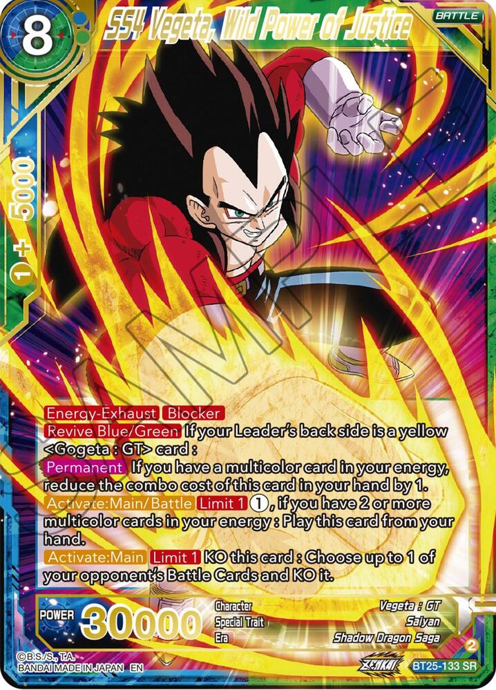 SS4 Vegeta Wild Power of Justice BT25-133 Legend of the Dragon Balls Dragonball Super card