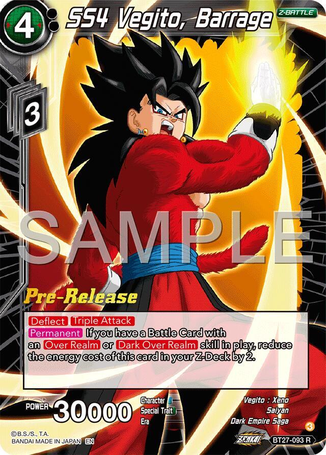 SS4 Vegito Barrage BT27-093 History of Z Pre-Release Cards Dragonball Super card