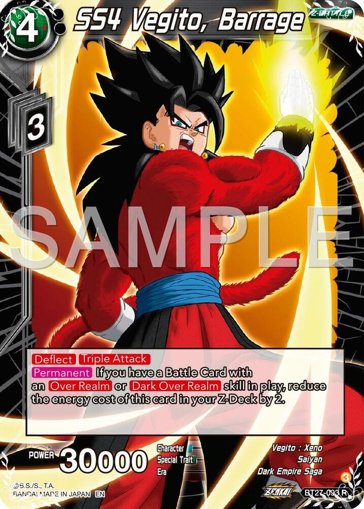 SS4 Vegito Barrage BT27-093 History of Z Dragonball Super card