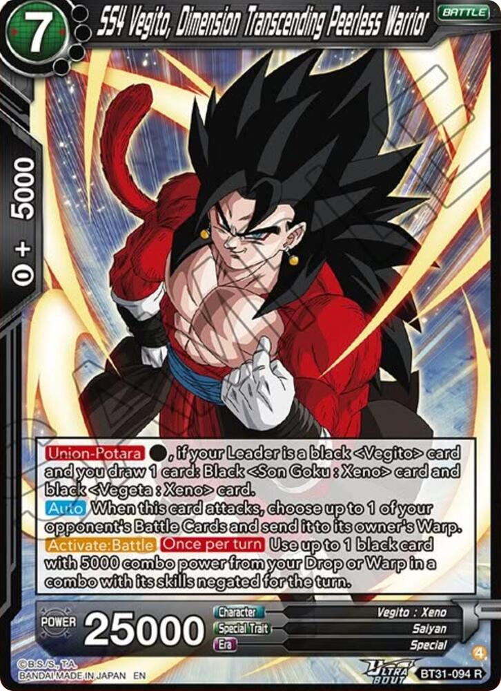 SS4 Vegito Dimension Transcending Peerless Warrior BT31-094 Impact Beyond Dimensions Dragonball Super card