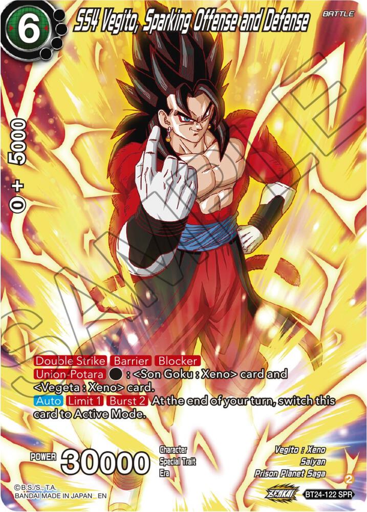 SS4 Vegito Sparking Offense and Defense SPR BT24-122 Beyond Generations Dragonball Super card