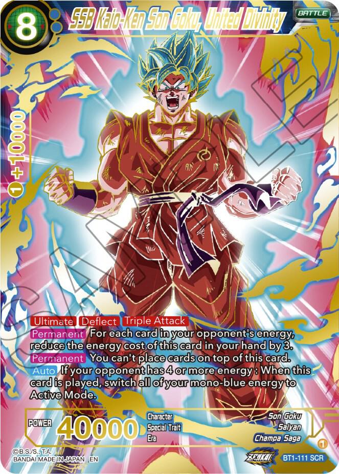 SSB Kaio Ken Son Goku United Divinity SCR BT1-111 Dawn of the Z-Legends Dragonball Super card