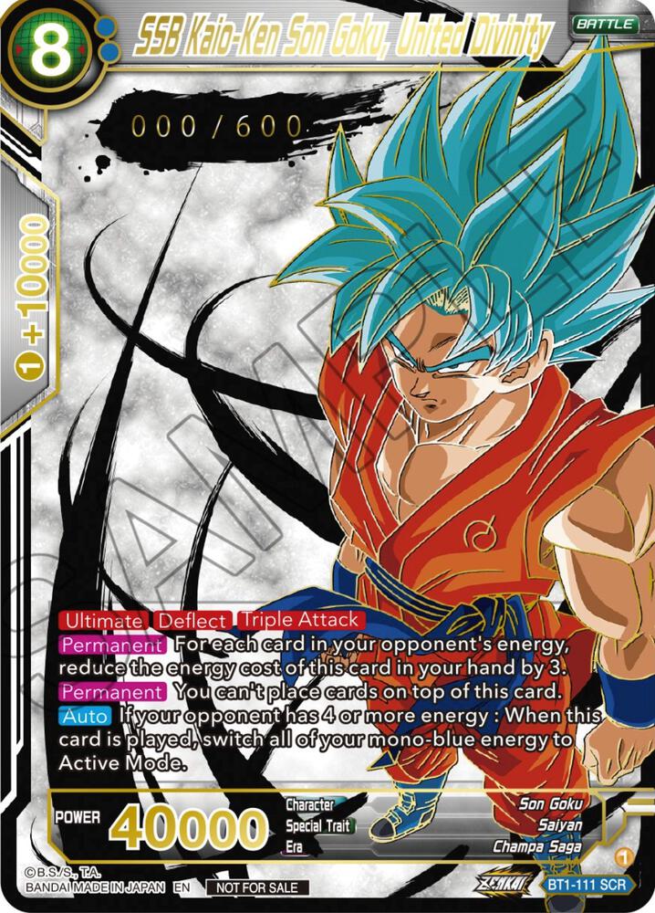 SSB Kaio Ken Son Goku United Divinity Serial Numbered BT1-111 Tournament Promotion Cards Dragonball Super card