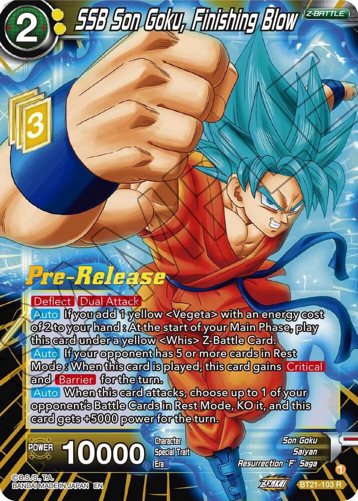 SSB Son Goku Finishing Blow BT21-103 Wild Resurgence Pre-Release Cards Dragonball Super card