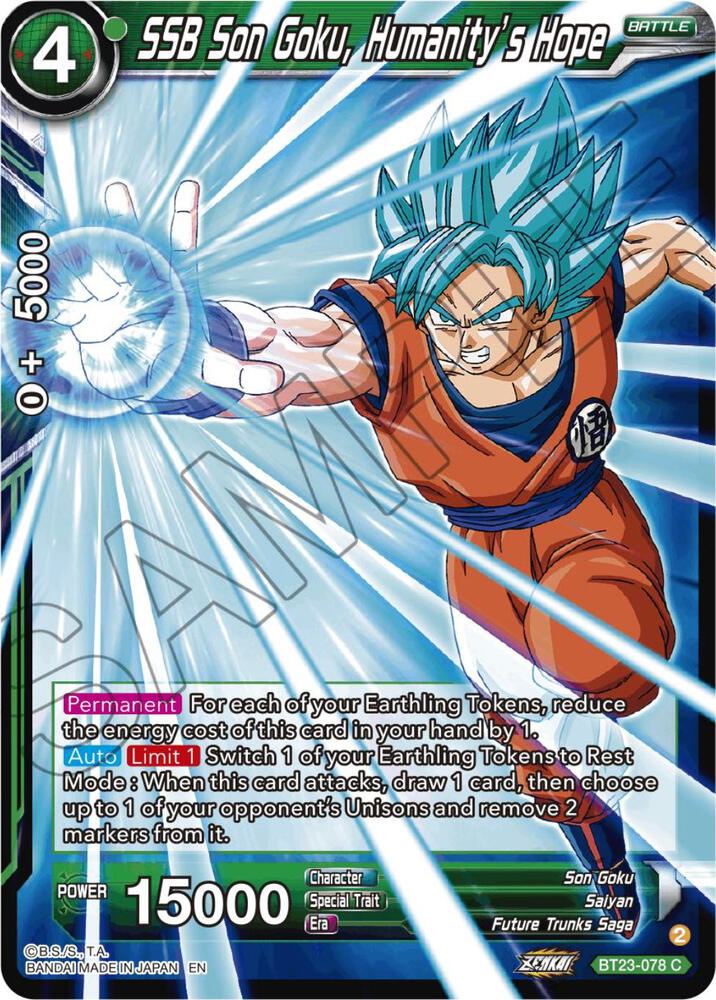 SSB Son Goku Humanitys Hope BT23-078 Perfect Combination Dragonball Super card