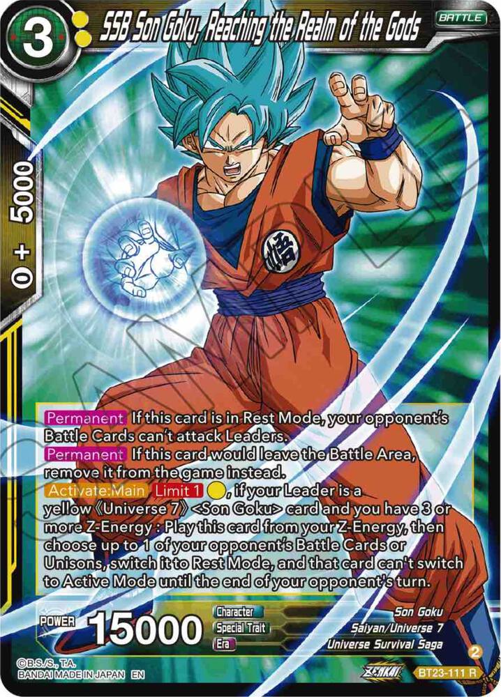 SSB Son Goku Reaching the Realm of the Gods Foil BT23-111 Perfect Combination Dragonball Super card
