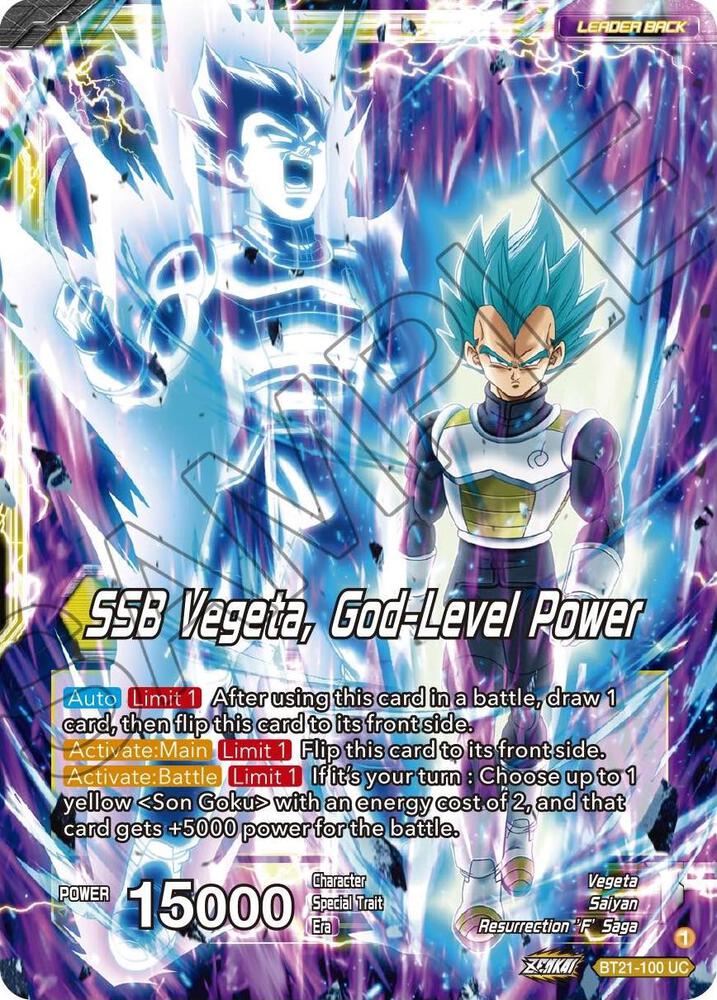 SSB Son Goku SSB Vegeta God Level Power Foil BT21-100 Wild Resurgence Dragonball Super card