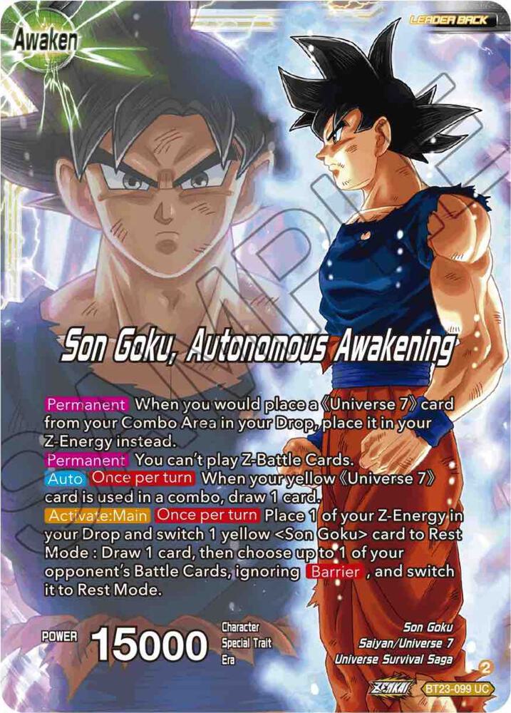 SSB Son Goku Son Goku Autonomous Awakening Foil BT23-099 Perfect Combination Dragonball Super card