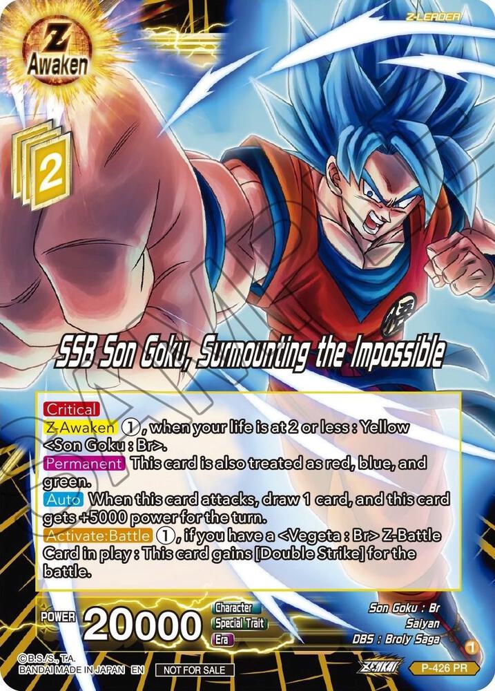 SSB Son Goku Surmounting the Impossible Foil P-426 Promotion Cards Dragonball Super card