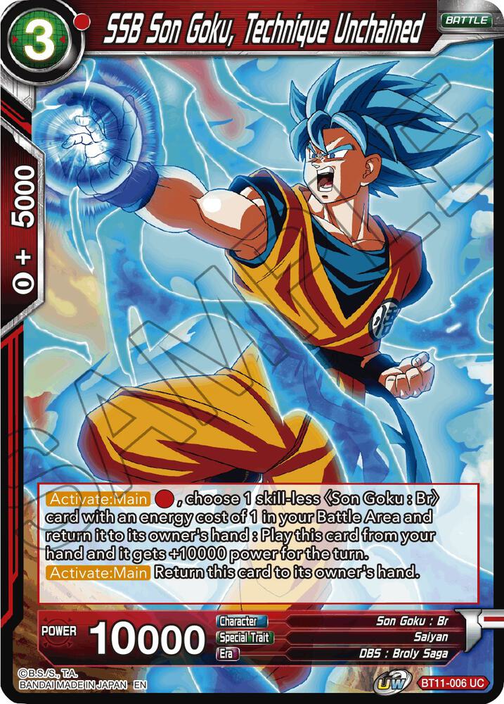 SSB Son Goku Technique Unchained Foil BT11-006 Vermilion Bloodline Dragonball Super card