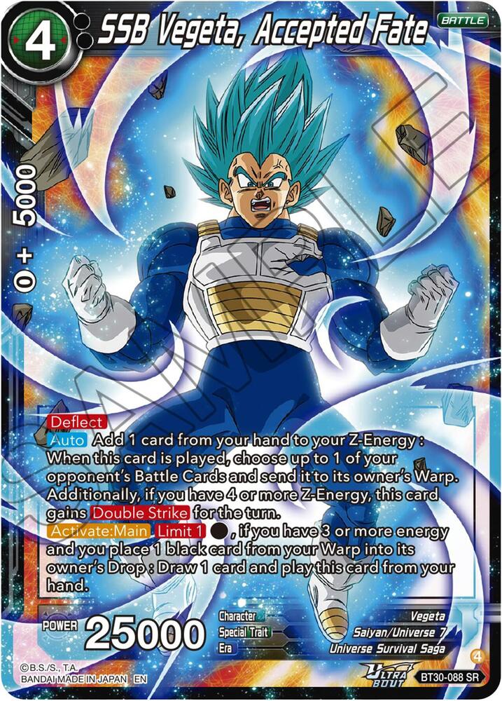 SSB Vegeta Accepted Fate BT30-088 Three Glorious Fighters Dragonball Super card