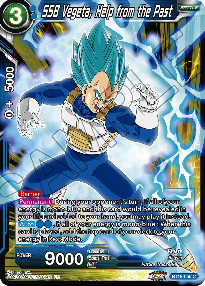SSB Vegeta Help from the Past Foil BT18-055 Dawn of the Z-Legends Dragonball Super card