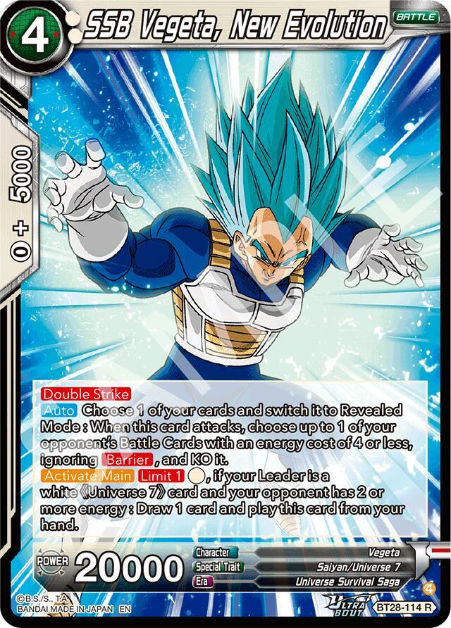 SSB Vegeta New Evolution Foil BT28-114 Prismatic Clash Dragonball Super card