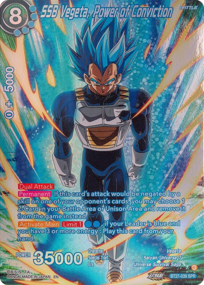 SSB Vegeta Power of Conviction SPR BT27-039 History of Z Dragonball Super card