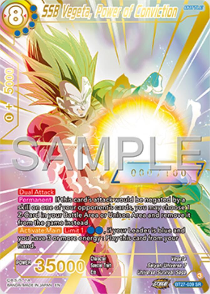 SSB Vegeta Power of Conviction Serial Numbered BT27-039 History of Z Dragonball Super card