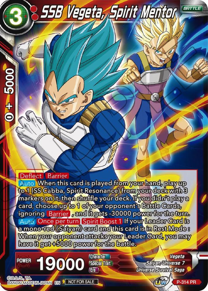 SSB Vegeta Spirit Mentor P-314 Tournament Promotion Cards Dragonball Super card