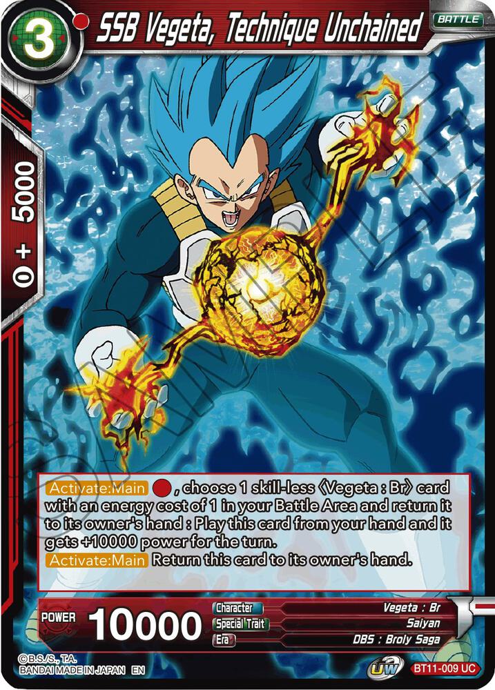 SSB Vegeta Technique Unchained Foil BT11-009 Vermilion Bloodline Dragonball Super card